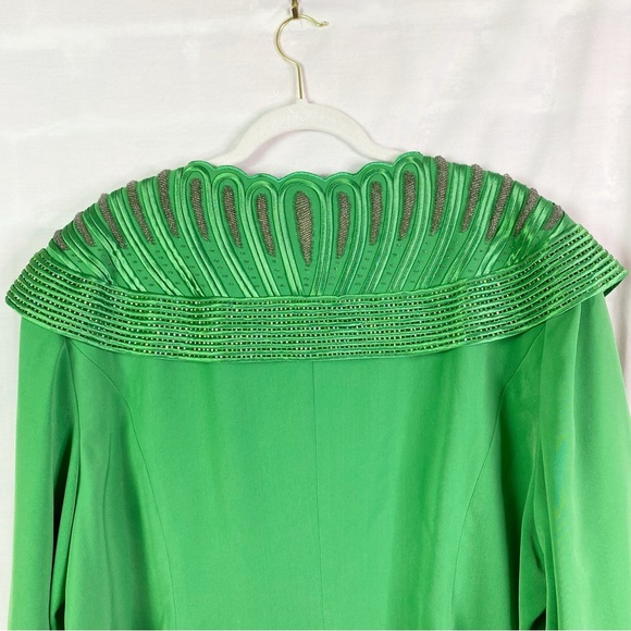 Vintage Green Beaded Scalloped Collar Jacket 22 2XL NEW NWT - Picture 4 of 10